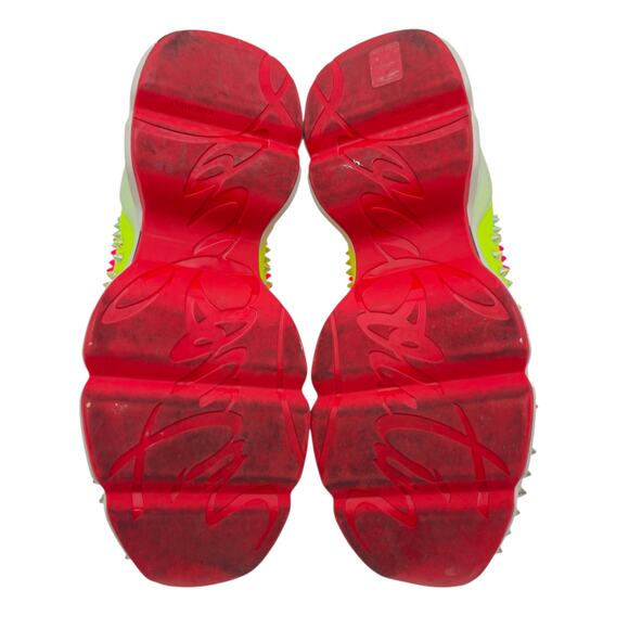 Christian Louboutin Spike Sock Sneaker Pink Yellow White Slip On Size 39 US 9 - Picture 9 of 9